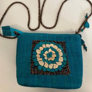 Cebu Beaded Art Handmade Crossbody Bag, Blue